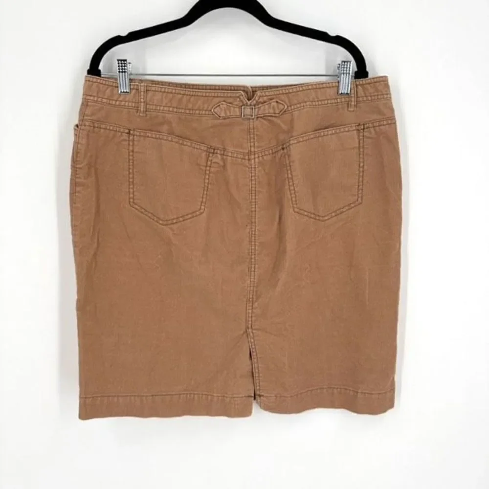 Ann Taylor Loft Women's Corduroy Back Slit Pencil Mini Skirt Beige Tan Size 14‎
